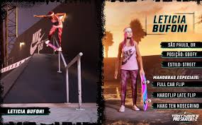 Veterana do skate, ela é profissional há mais de dez anos e já faturou 11 medalhas nos. Activision Divulga Imagens De Leticia Bufoni Em Tony Hawk S Pro Skater 1 2
