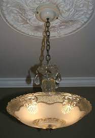 1940s Antique Glass Art Deco Light Fixture Ceiling Chandelier Frosted Art Deco Light Fixture Vintage Light Fixtures Art Deco Lighting