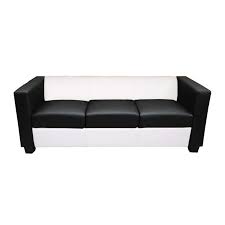 Bestellen sie sich dieses exklusive sofa in kunstleder, echtem leder, büffelleder oder einer kombination aus kunst und echtleder. 3er Sofa Couch Loungesofa Lille Leder Kunstleder Schwarz Weiss