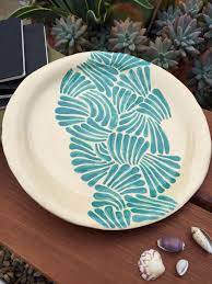 Handmade Pottery Hand Painted Pattern Underglaze Duncan Clear Glaze Mackay Qld Made By Adele Maggie Hand Painted Pottery Ceramics Projects Pottery