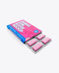 Chewing Gum In Blister Package Mockup Top Half Side View In Box Mockups On Yellow Images Object Mockups Mockup Free Psd Blister Packaging Free Psd Mockups Templates