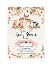 Floral Woodland Baby Shower Invitation Printable Woodland Baby Shower Invitations Girl Woodland Baby Shower Baby Shower Woodland Theme