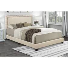 Baxton Studio Engelbertha White Queen Upholstered Bed 28862 6113 Hd The Home Depot In 2020 Queen Upholstered Bed Tufted Bed Frame Upholstered Beds