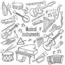 Set Of Musical Instrument Outlined Doodle Sketch In Black Color Over Musical Instruments Drawing Instruments Drawing Music Doodle