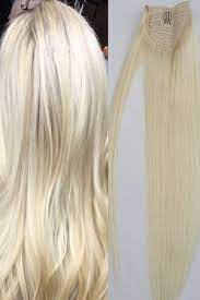 4.8 out of 5 stars. 18 100 Human Hair Wrap Around Ponytail Hair Extensions 60 White Blonde Slightly Golden Hair Faux You
