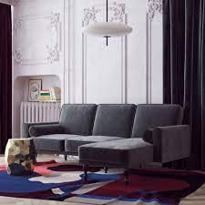 Check spelling or type a new query. Dhp Edison Small Space Sectional Futon Convertible Couch Gray Velvet Walmart Com Walmart Com