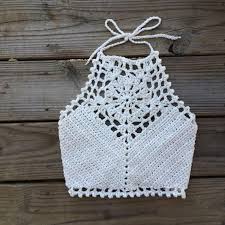 Crochet Pattern Crop Top Halter Bikini Hiespgh Neck Mandala Etsy Crochet Crop Top Pattern Crochet Halter Tops Crochet Halter