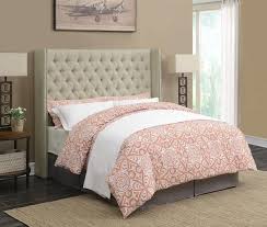B0706 F 1pc Bed Beige Bed Queen Upholstered Bed Upholstered Panel Bed