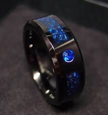 Details About 8mm Tungsten Carbide Ring Blue Celtic Dragon