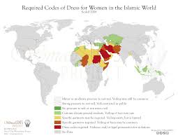 Map Of Required Codes Of Dress For Women In The Islamic World Scaled 2008 Islamic World Cultural Patterns Modesty