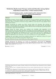 These guidelines were then presented to the technical advisory committee for clinical practice guidelines and the health 4. Pdf Methadone Replacement Therapy And Sexual Disorders Among Opium Dependent Iranian Men A Meta Analysis Study