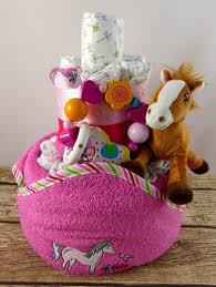 Nappy Cake Horse Pink Pink Diaper Cakes Baby Toys Toy Horse