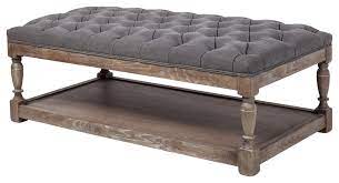 The oversized ottomans for your coffee tables are: Sophie Rectangle Ottoman Frost Gray Farmhouse Footstools And Ottomans By The Khazana Home Austin Furniture Store
