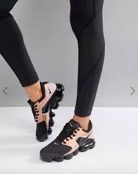 Black And Rose Gold Shoes Nike Running Vapormax Mesh Trainers In Black And Rose Gold Sneakers Fashion New Nike Shoes Women Sneakers Fashion Outfits