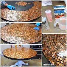 Create A Penny Table Top With Epoxy Glaze Diy Project Homesteading The Homestead Survival Com Please Share Penny Table Tops Penny Table Diy Table Top