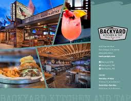 Backyard kitchen and tap is a coastal american eatery located just steps away from crystal pier in the heart of pacific beach. 2