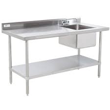 Sink On Right Regency 30 X 48 16 Gauge Stainless Steel Work Table With Sink In 2020 Stainless Steel Work Table Stainless Steel Prep Table Stainless Steel Shelving