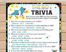 Pick 10 questions to ask for a tiebreaker. 80s Trivia Etsy