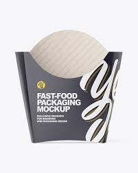 Matte Paper Medium Size Fast Food Packaging Mockup Front View In Box Mockups On Yellow Images Object Mockups