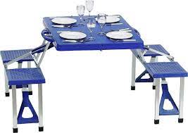 Portable folding picnic table with 4 seats. Portable 4 Seat Folding Picnic Table Blue Gravitti Canada
