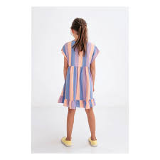 Repose AMS - Striped Organic Cotton Dress - Peach | Smallable