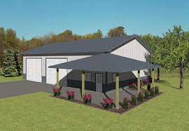 40 X 60 X 14 Agricultural With Porch At Menards Barn House Plans Pole Barn House Plans Metal Shop Building