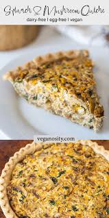 Vegan Spinach And Mushroom Quiche Recipe Vegan Brunch Recipes Food Spinach Stuffed Mushrooms