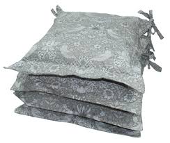 Find content updated daily for cushion cushion cushion William Morris Gallery Set Of 4 Seat Pads In Strawberry Thief Grey With Ties A Bentley Cushions