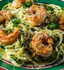 Zucchini Noodle Alfredo With Garlic Shrimp Tasty Low Carb Recipe Recipes Zoodle Recipes Healthy Recipes