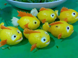 Lemon Gold Fish Lemon Fish Fruit Animals Food Art