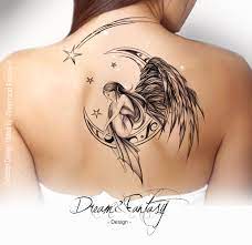 Design Tattoo Fee Ange Feerie Lune Design Tatouage Lune Tatouage D Ange Tatouage Elfe