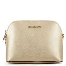 Submitted 1 month ago by sandstringer. Michael Kors Cindy Gold Leather Dome Cross Body Bag
