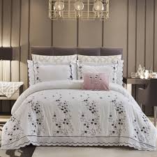 مفرش سرير صيفي مفرد ونص مطرز أبيض عدد القطع 4 Beige Bed White Bedding Summer Bedding