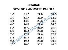 Bahasa inggeris spm 2016 (kertas 1 + kertas 2). Spm Sejarah 2017 Paper 1 Answers Mr Sai Mun S Blog