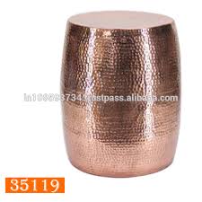 Large stool with a metal frame topped with a wooden seat. Copper Finishes Hammered Metal Drum Stool Buy Copper Finishes Hammered Metal Drum Stool Elegant Outdoor Garden And Home Stool Modern Heavy Hammered Stool Product On Alibaba Com