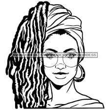 Afro Czarna Kobieta Lola Nosząca Modne Okulary Melanina Nubijska Czarna  Dziewczyna Magia SVG JPG PNG Wektor Clipart Cricut Sylwetka Cięcie Cięcie