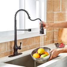 Leave the water running while you get under the sink and carefully test your water lines. Kitchen Faucet Bronze With Deck Plate Antique Spring Single Handle Pull Down Sprayer Oil Rubbed Bronze Kitchen Faucet Kitchen Faucets Kitchen Sink Faucets Urbytus Com