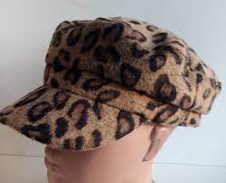 Brown Leopard Cabby Hat Women Soft Beret Hat With Visor Womens Etsy Cabby Hat Brown Leopard Beret Hat