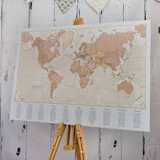 Antique World Map Wedding Table Plan
