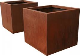 Squares, troughs and planter beds. Corten Steel Cube Planters Passion For Pots
