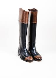 Black And Brown Riding Boots Black And Brown Chanel Leather Cap Toe Tall Riding Boots Chanel Riding Boots Boots Chanel Boots
