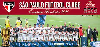 They play in black, white and red stripes, white shorts and socks. Poster Do Campeao Paulista De 2021 Spfc Noticias