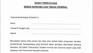 Format Surat Pernyataan Bebas Narkoba Dan Tindak Kriminal Kata Kata Indah Psikotropika Surat