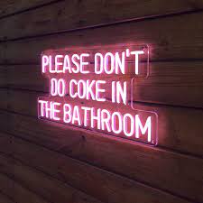 Amazon Com Aoos Custom Handmade Personalized Led Neon Light Sign For Bedroom Living Room Home Bar Office Wedding Wall Decor Please Don T Do Coke In The Bathroom Handmade Products