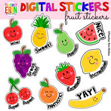 Digital Stickers For Distance Learning Cute Fruits For Google Classroom Seesaw Digital Sticker Google Classroom Cute Fruit