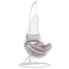 popamazing white hanging relax moon chair garden rattan swing chair egg chair with stand cushion cover 120 kg ca hanging egg chair swinging chair hanging chair
