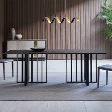 Modern Stone Top 63 Dining Table With Black Base In 2020 Stone Top Dining Table Metal Base Dining Table Stone Dining Table