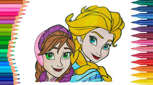 Unsere hellokinds mitglieder lieben dieses . Elsa Und Anna Die Eiskonigin Deutsch Ausmalbilder Farbung Kleine Hande Malbuch Youtube