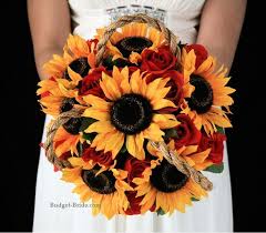 Blue roses, black roses, orange roses, red roses Roses And Sunflowers Wedding Bouquet Promotions