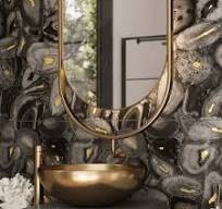 Preciosa Black Geode and Gold Porcelain Tile | Accent Wall ...